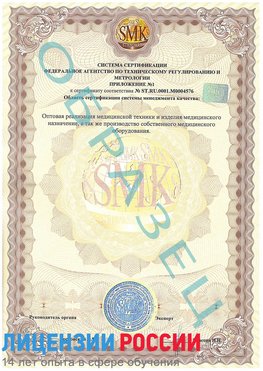 Образец сертификата соответствия (приложение) Зеленогорск Сертификат ISO 13485